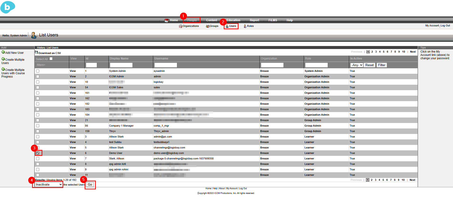 inactivate users